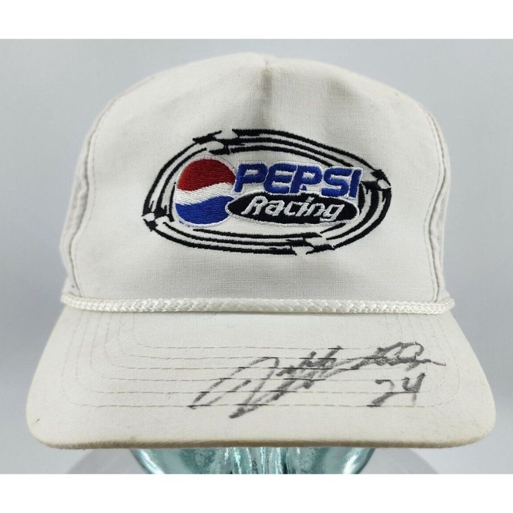 VTG Pepsi Racing White Trucker Rope Hat Signed by JEFF GORDON #24‎ Youngan OSFA